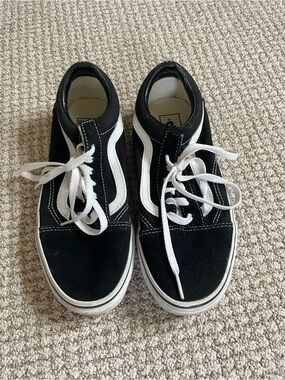 Vans Black and White Old Skool Low Top Sneakers